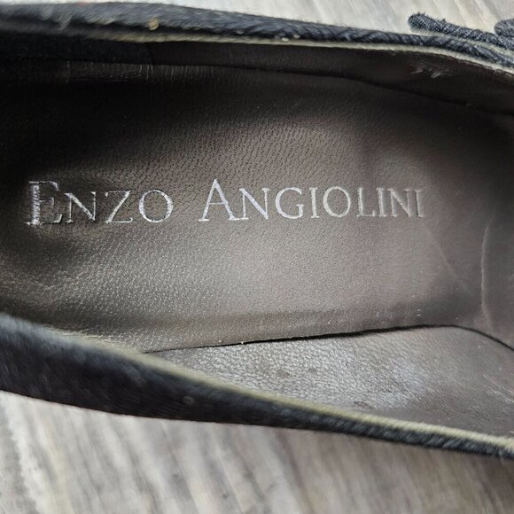 Enzo Angiolini Women's Textured Block Heel Mary Jane Black Pump Dress Shoe - Picture 5 of 14